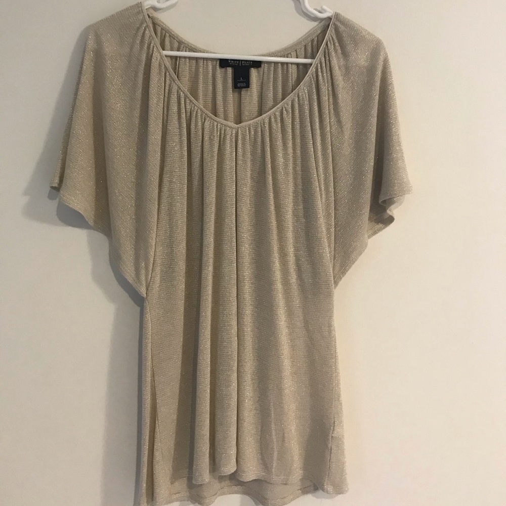 Flowy White House Black Market Gold Top